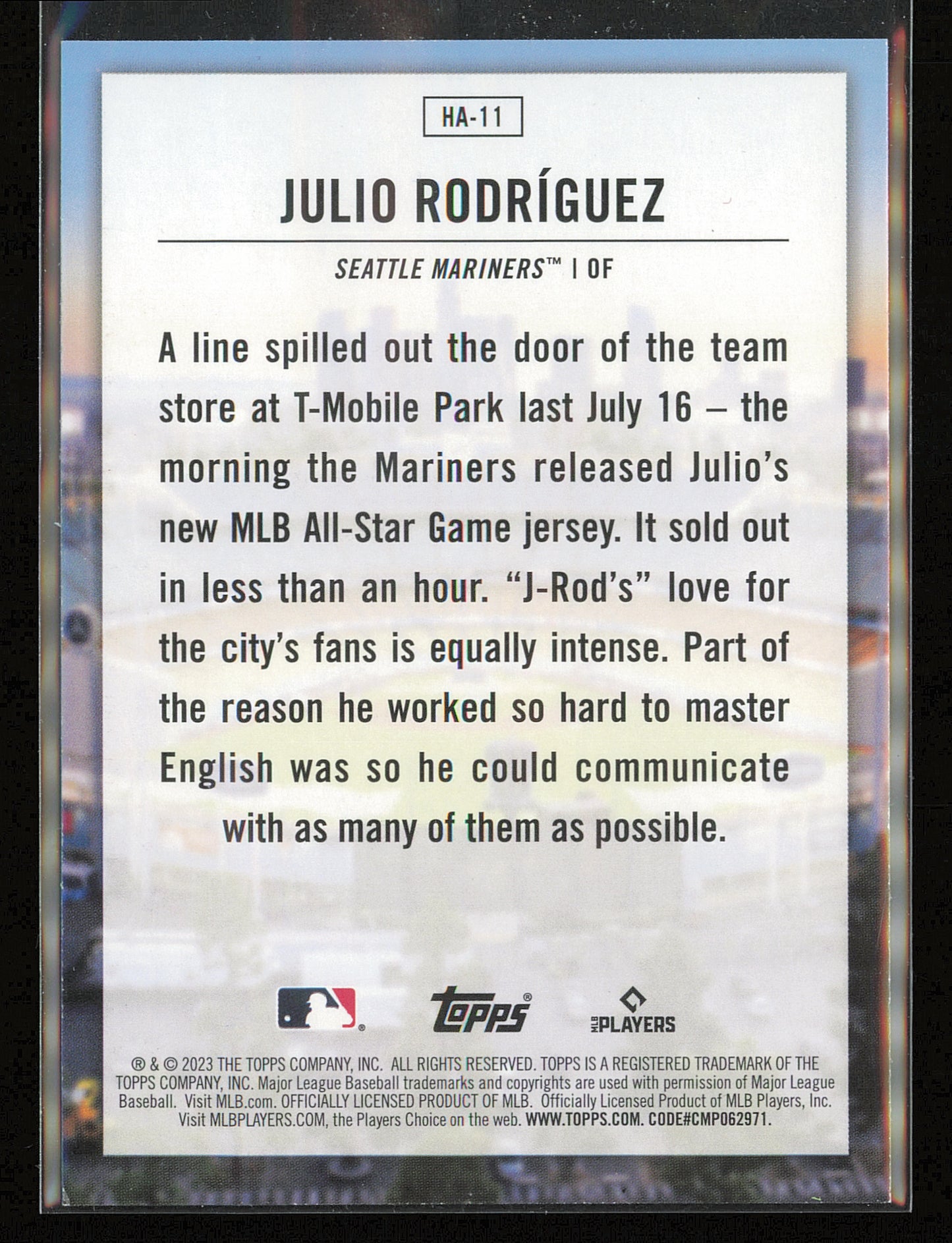 2023 Topps #HA-11 Julio Rodriguez Home Field Advantage
