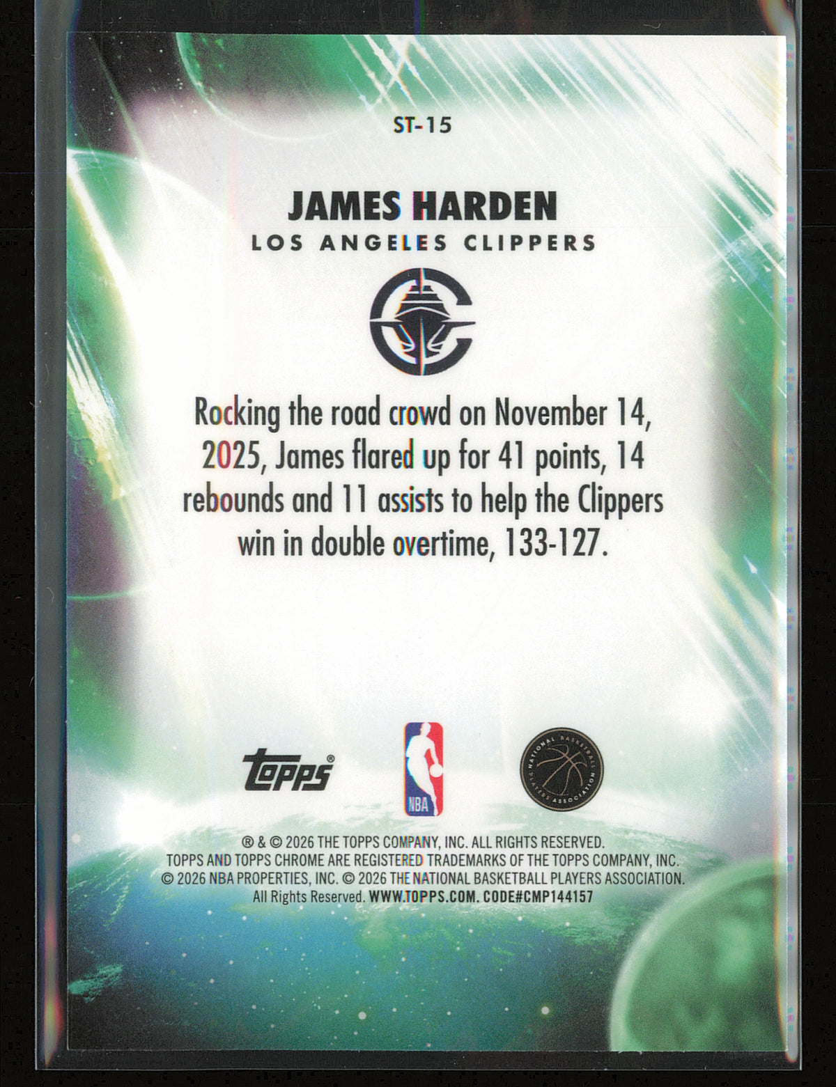 2025-26 Topps Chrome Update #ST-15 James Harden Stratospheric Stars Green #/99