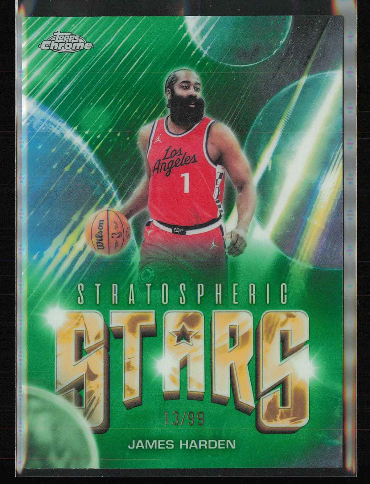 2025-26 Topps Chrome Update #ST-15 James Harden Stratospheric Stars Green #/99