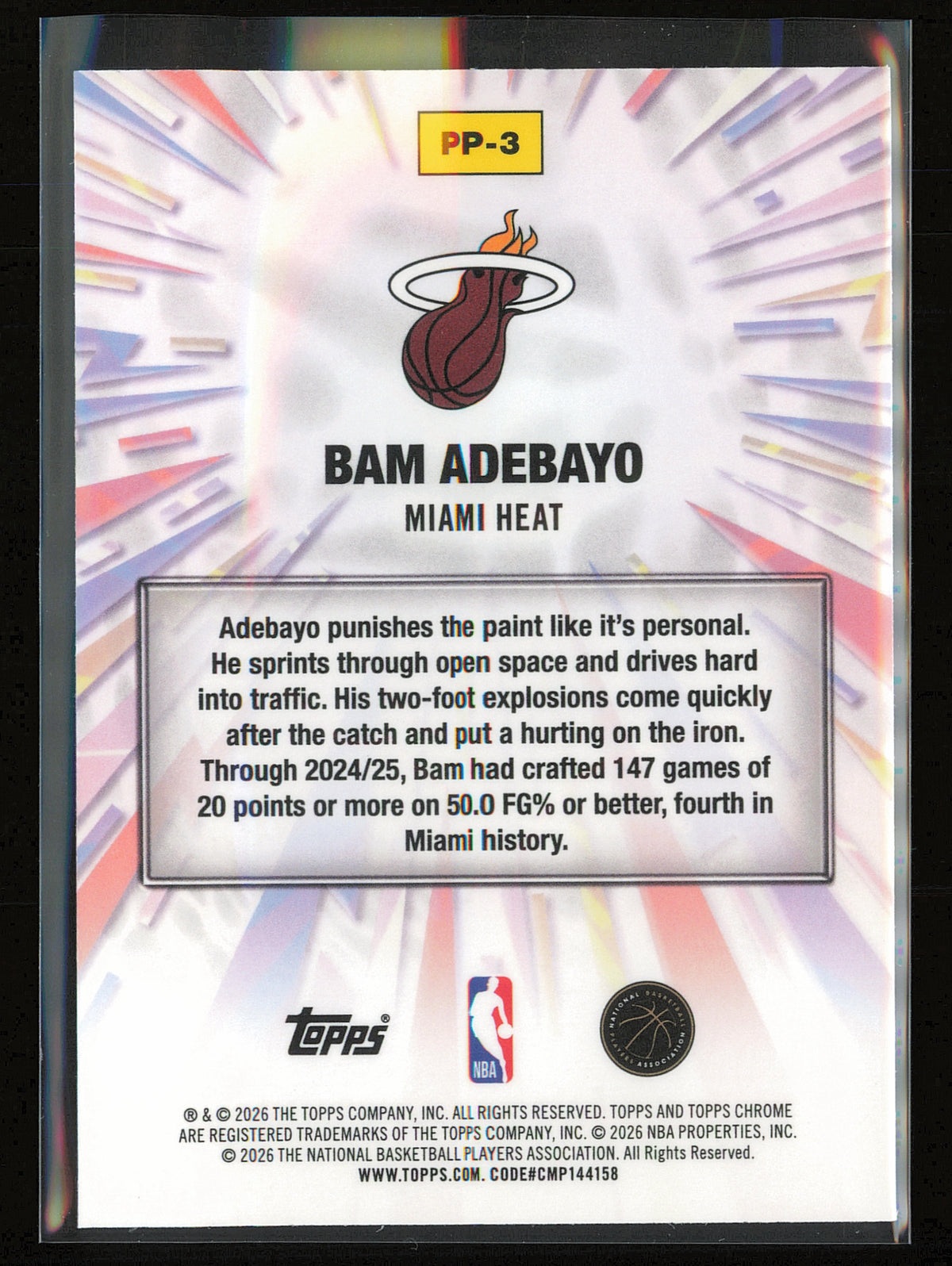 2025-26 Topps Chrome Update #PP-3 Bam Adebayo Power Players