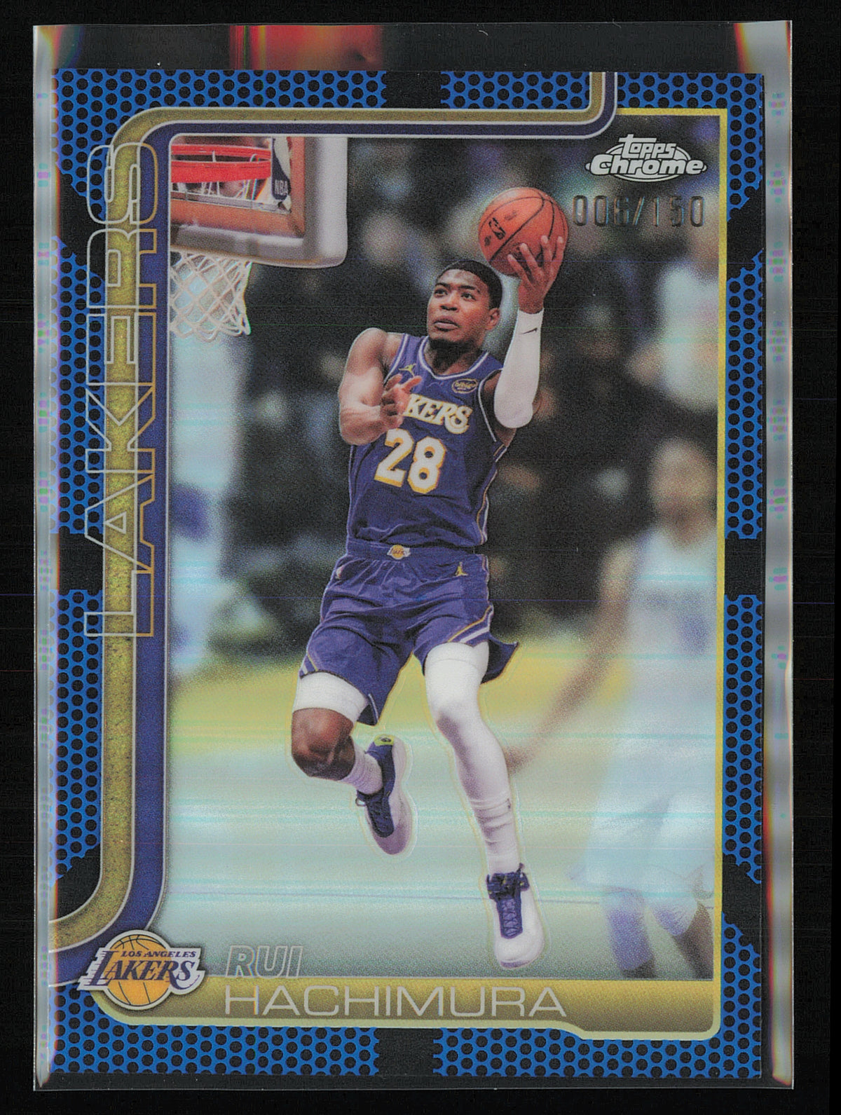 2025-26 Topps Chrome Update #107 Rui Hachimura Blue Basketball Refractor #/150