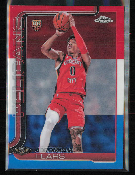 2025-26 Topps Chrome Update #157 Jeremiah Fears Red White and Blue Refractor