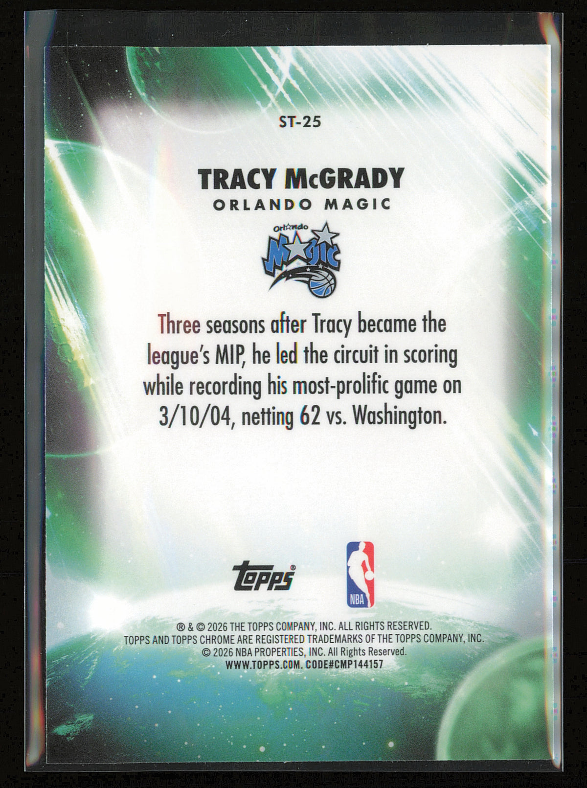 2025-26 Topps Chrome Update #ST-25 Tracy McGrady Stratospheric Stars