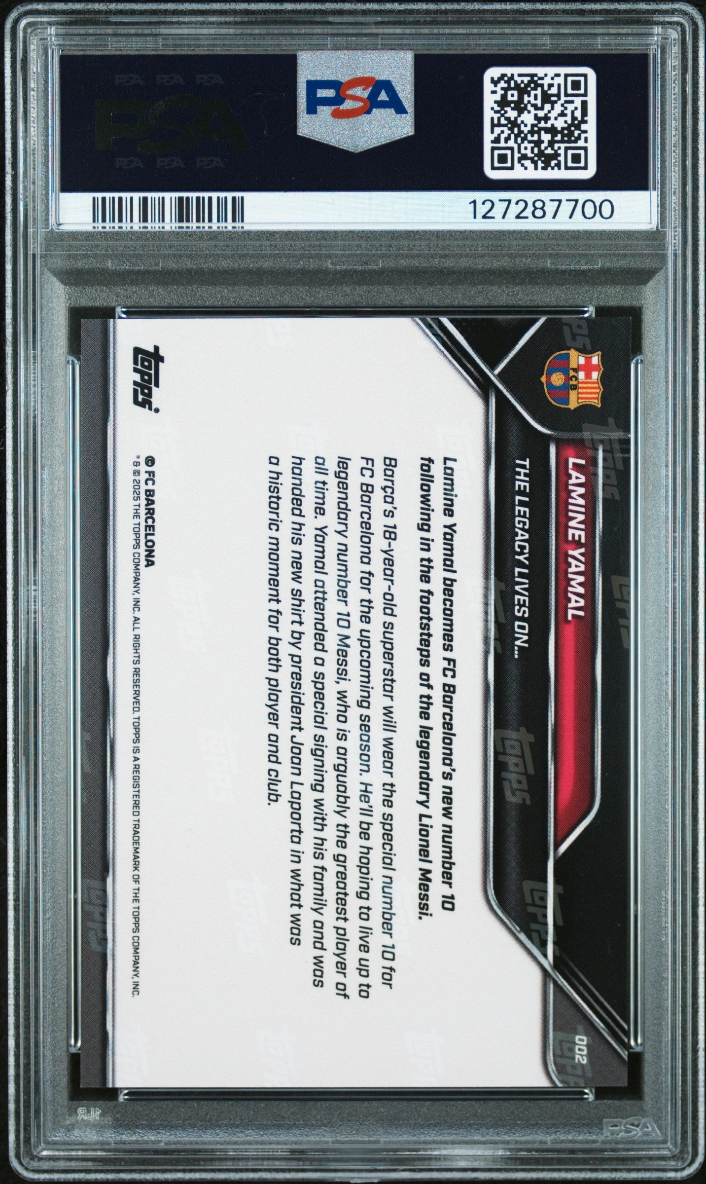 2025-2026 Topps Now Fc Barcelona #2 Lamine Yamal PSA 10