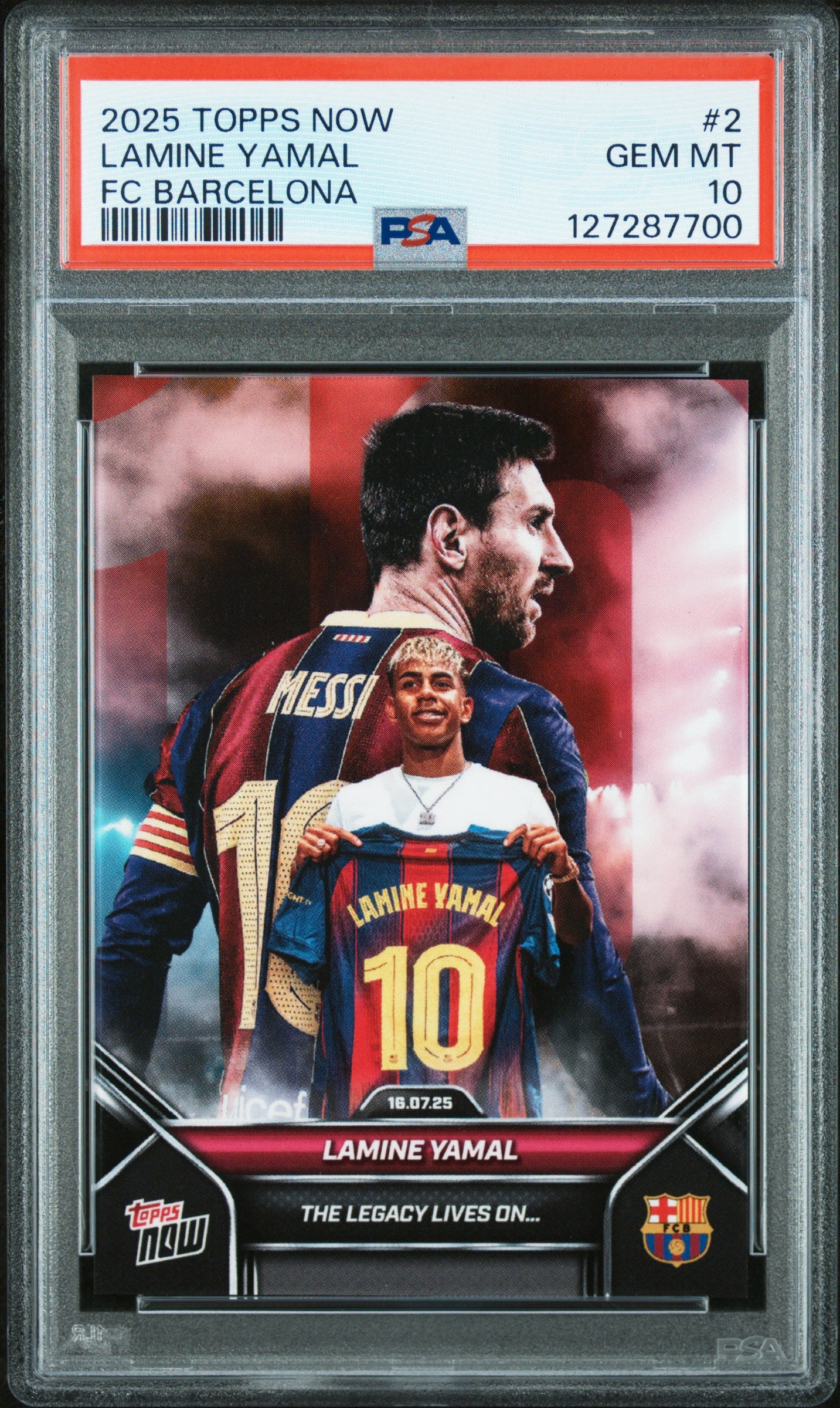 2025-2026 Topps Now Fc Barcelona #2 Lamine Yamal PSA 10