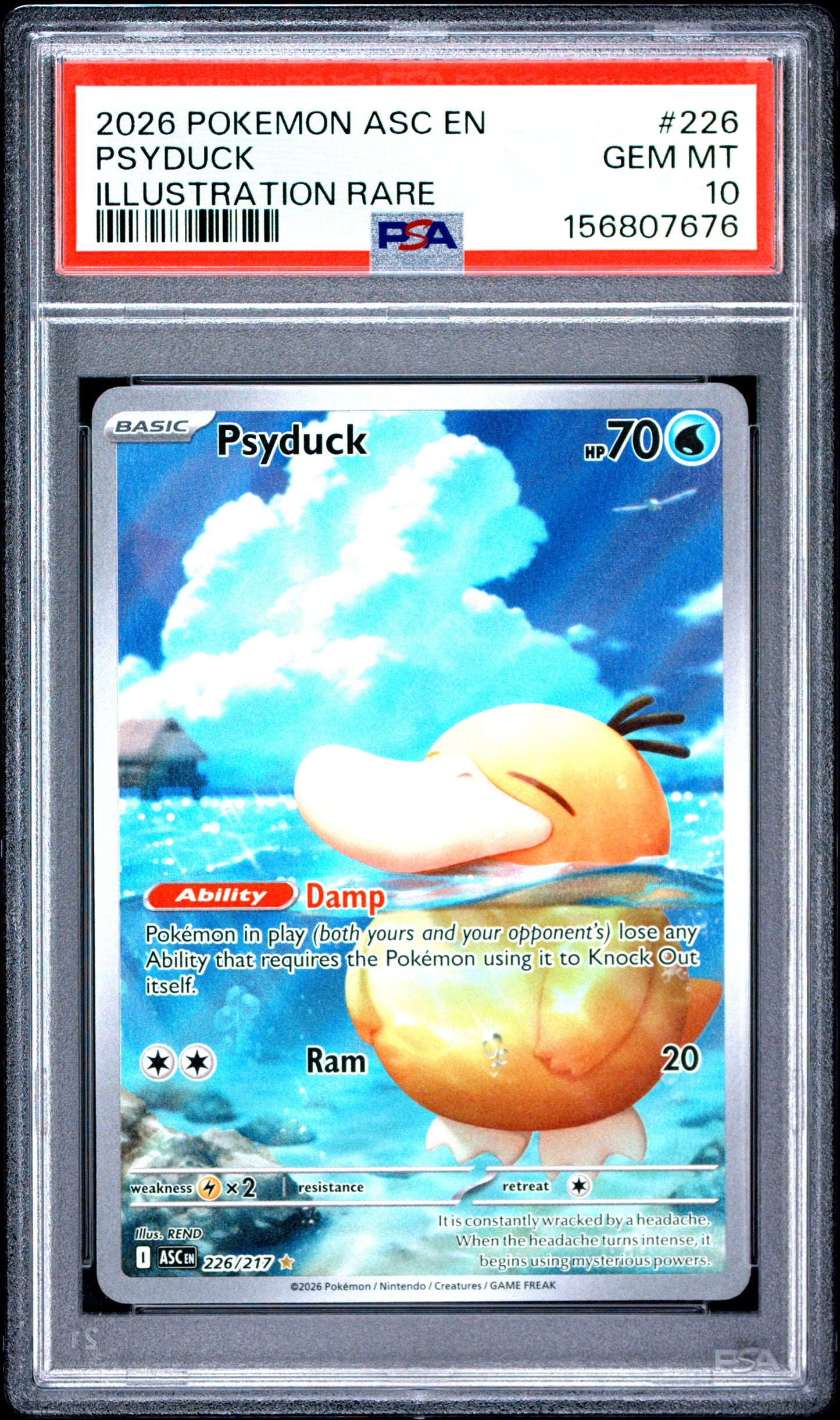 2026 Pokemon Asc En-Ascended Heroes #226 Psyduck Illustration Rare PSA 10