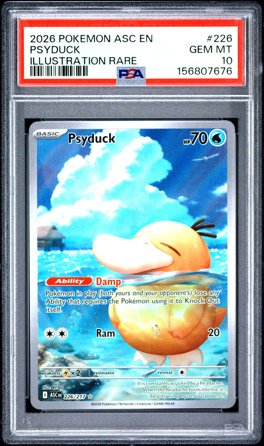 2026 Pokemon Asc En-Ascended Heroes #226 Psyduck Illustration Rare PSA 10