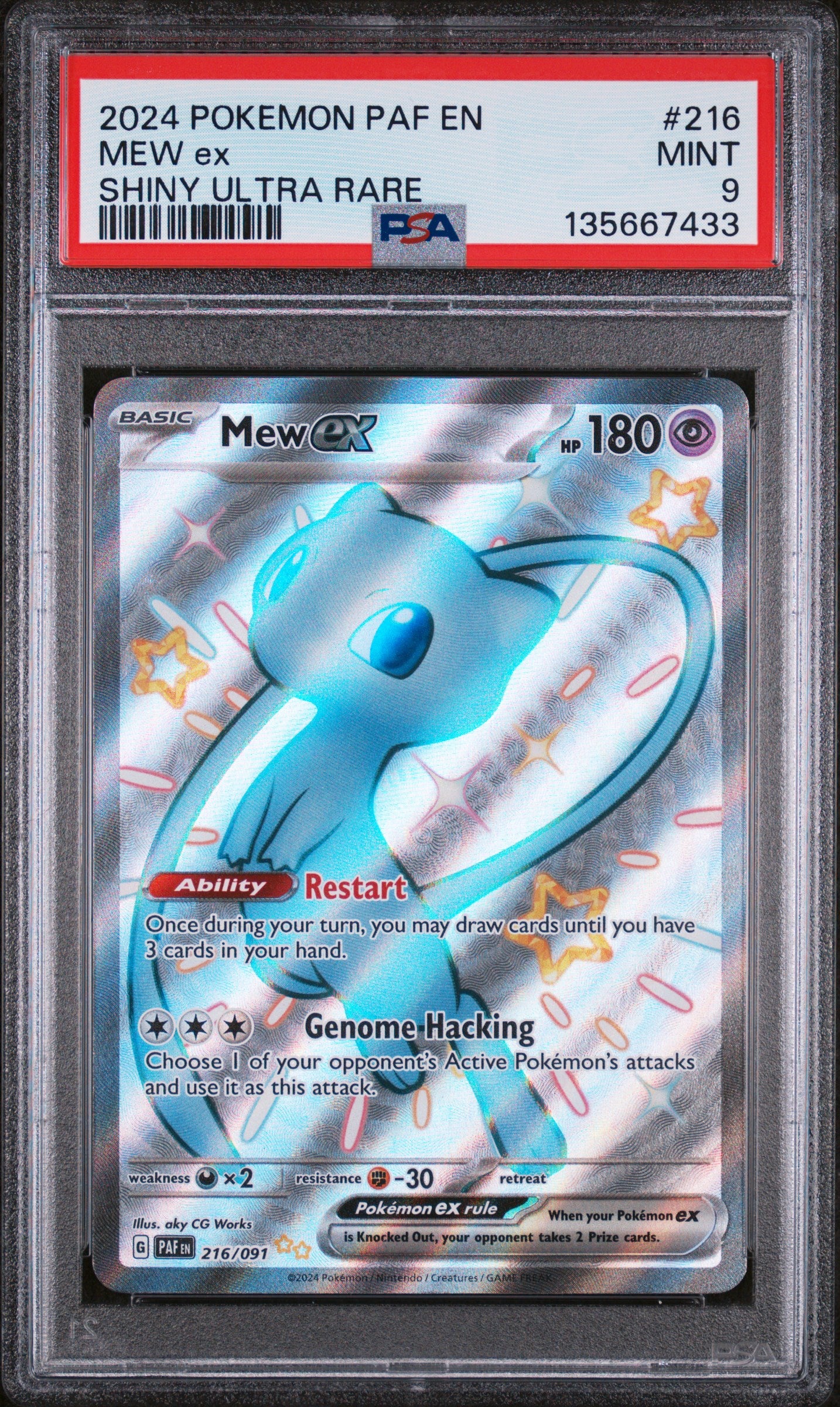 2024 Pokemon Paf En-Paldean Fates #216 Mew Ex Shiny Ultra Rare PSA 9