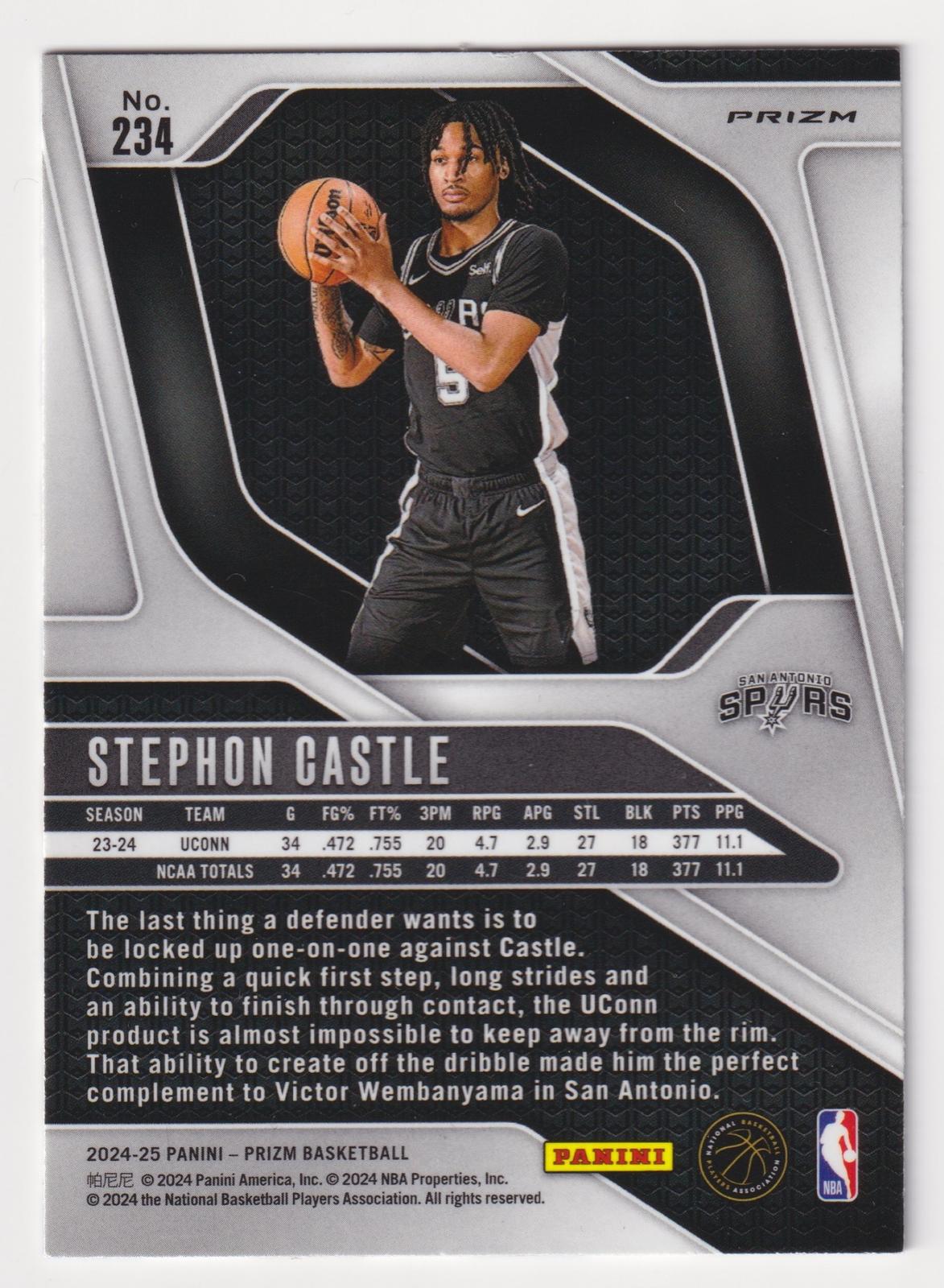 2024-25 Panini Prizm #234 Stephon Castle Prizm Red White and Blue