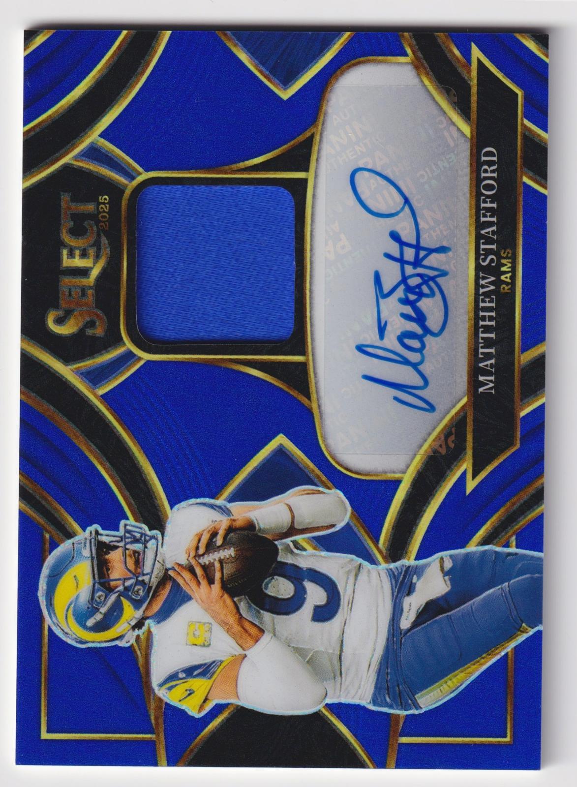 2025 Panini Select Matthew Stafford #SME-MSD Signature Mem Blue Prizm Auto /149