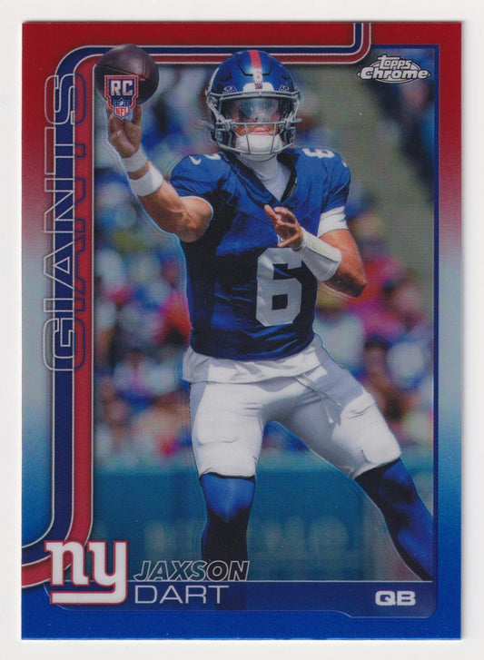 2025 Topps Chrome #306 Jaxson Dart Red White and Blue Refractor