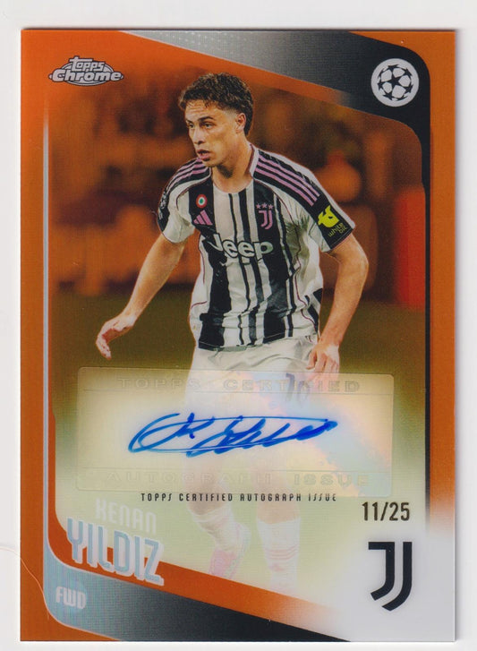 2025-26 Topps Chrome UEFA Club Competitions Kenan Yildiz Juventus Auto /25 CA-KY