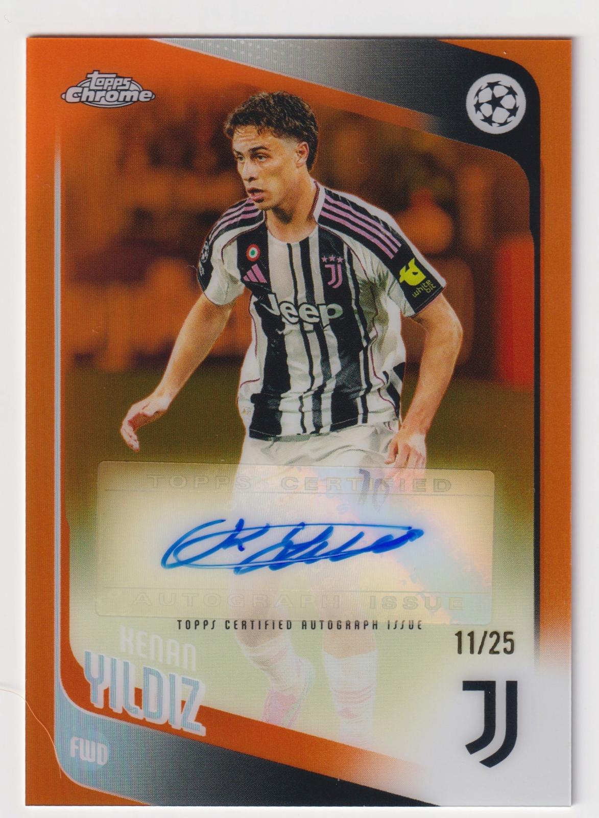 2025-26 Topps Chrome UEFA Club Competitions Kenan Yildiz Juventus Auto /25 CA-KY