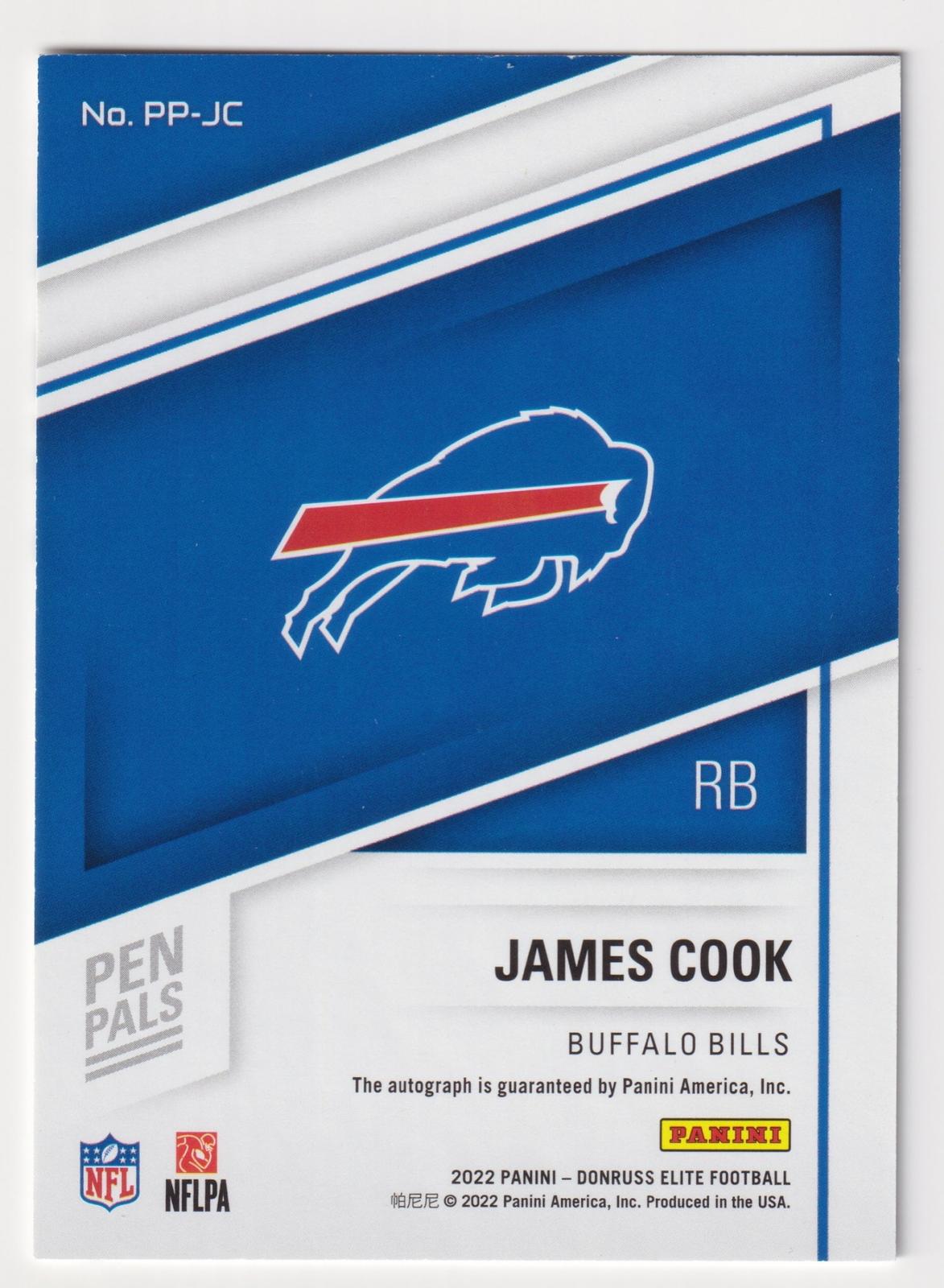 2022 Donruss Elite #PP-JC James Cook Pen Pals Blue Ink