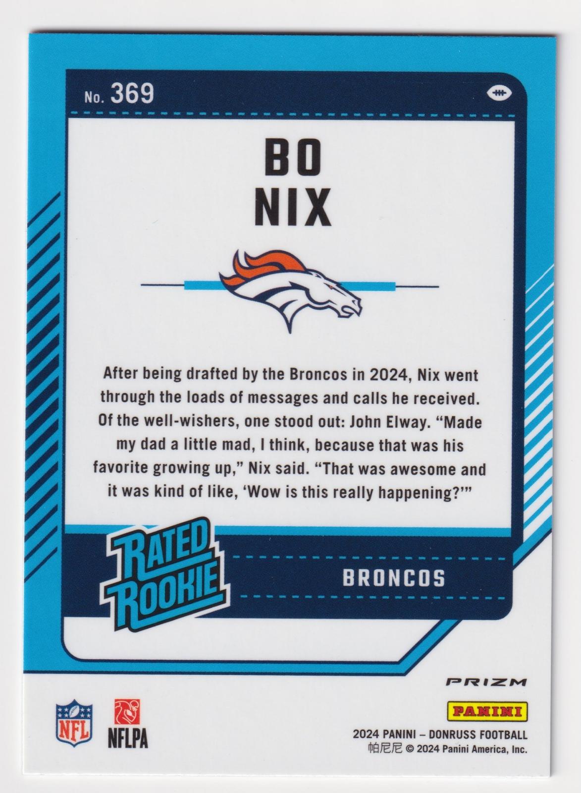 2024 Donruss #369 Bo Nix Optic Rated Rookies Preview Red and Green