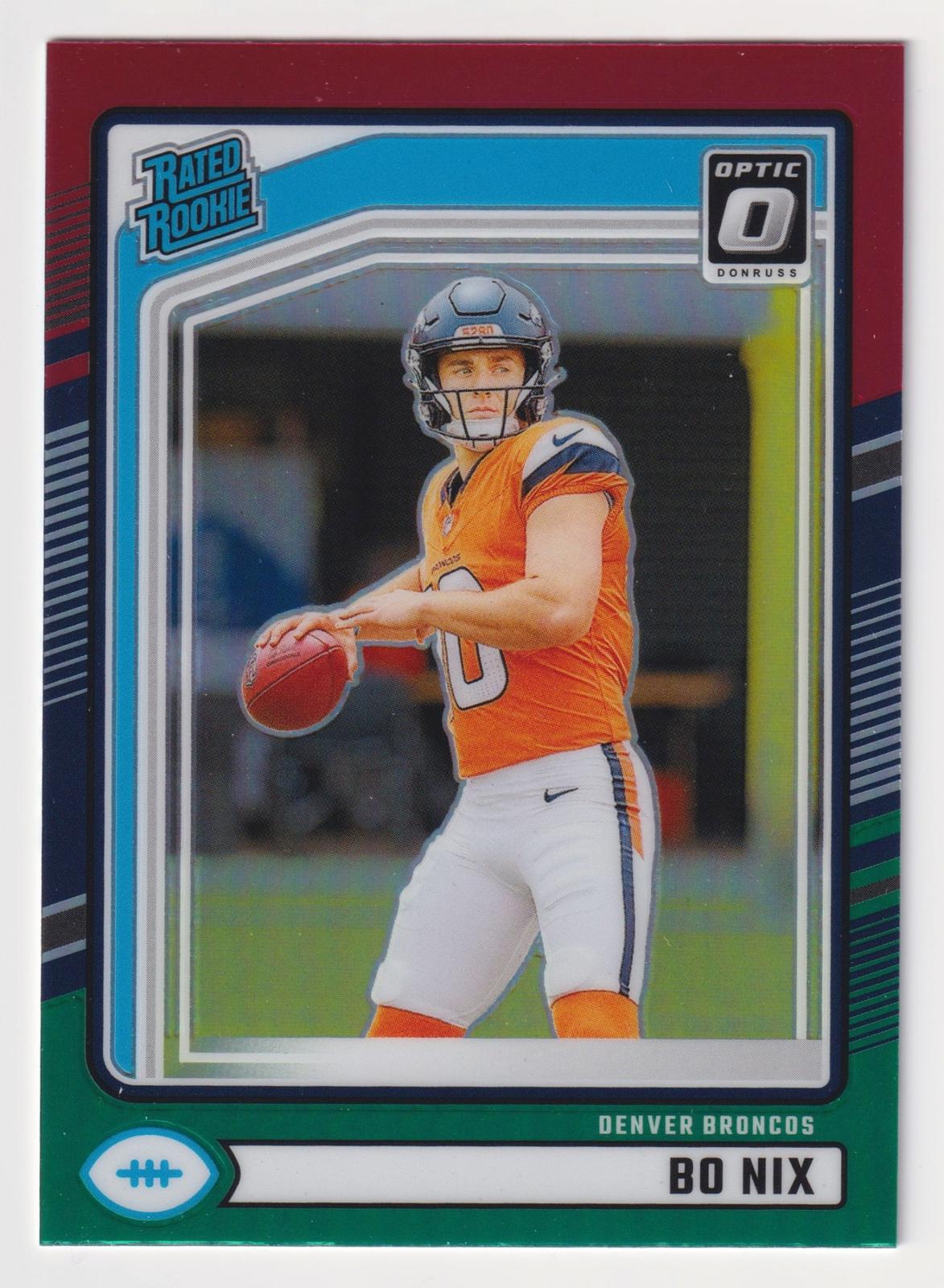 2024 Donruss #369 Bo Nix Optic Rated Rookies Preview Red and Green