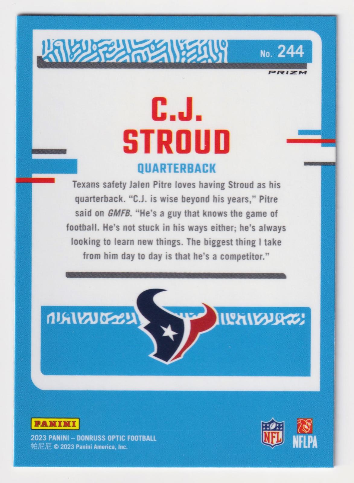 2023 Donruss Optic #244 C.J. Stroud Purple Shock