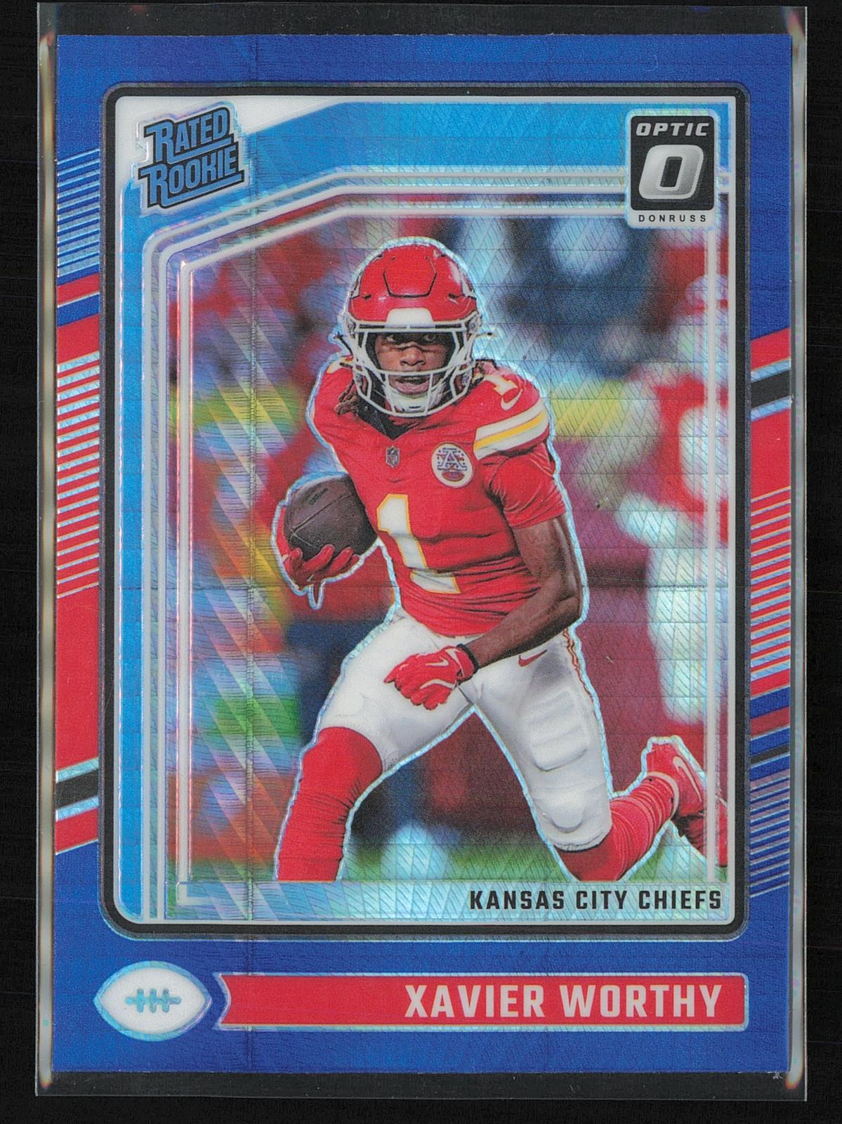 2024 Donruss Optic #300 Xavier Worthy Blue Hyper