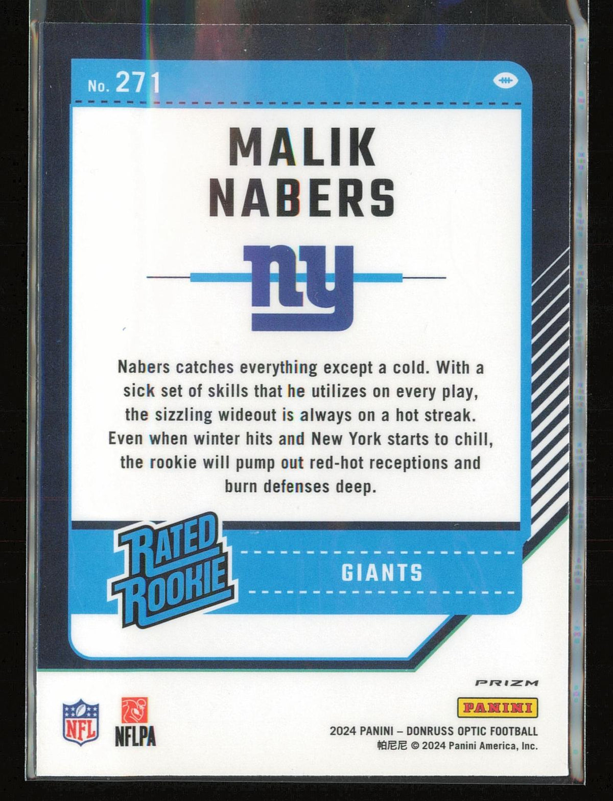 2024 Donruss Optic #271 Malik Nabers Blue Hyper