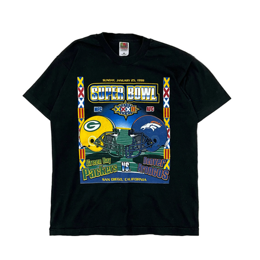 Vtg Super Bowl 32 Packers Vs Broncos Tee