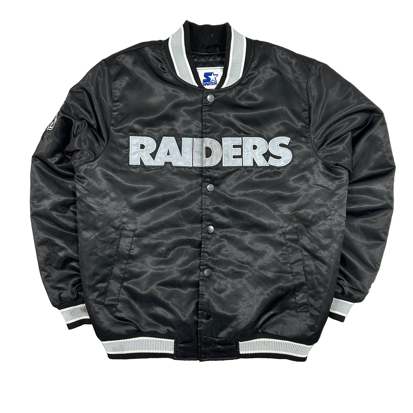 Vintage 90s NFL Starter Raiders Satin Football Jacket