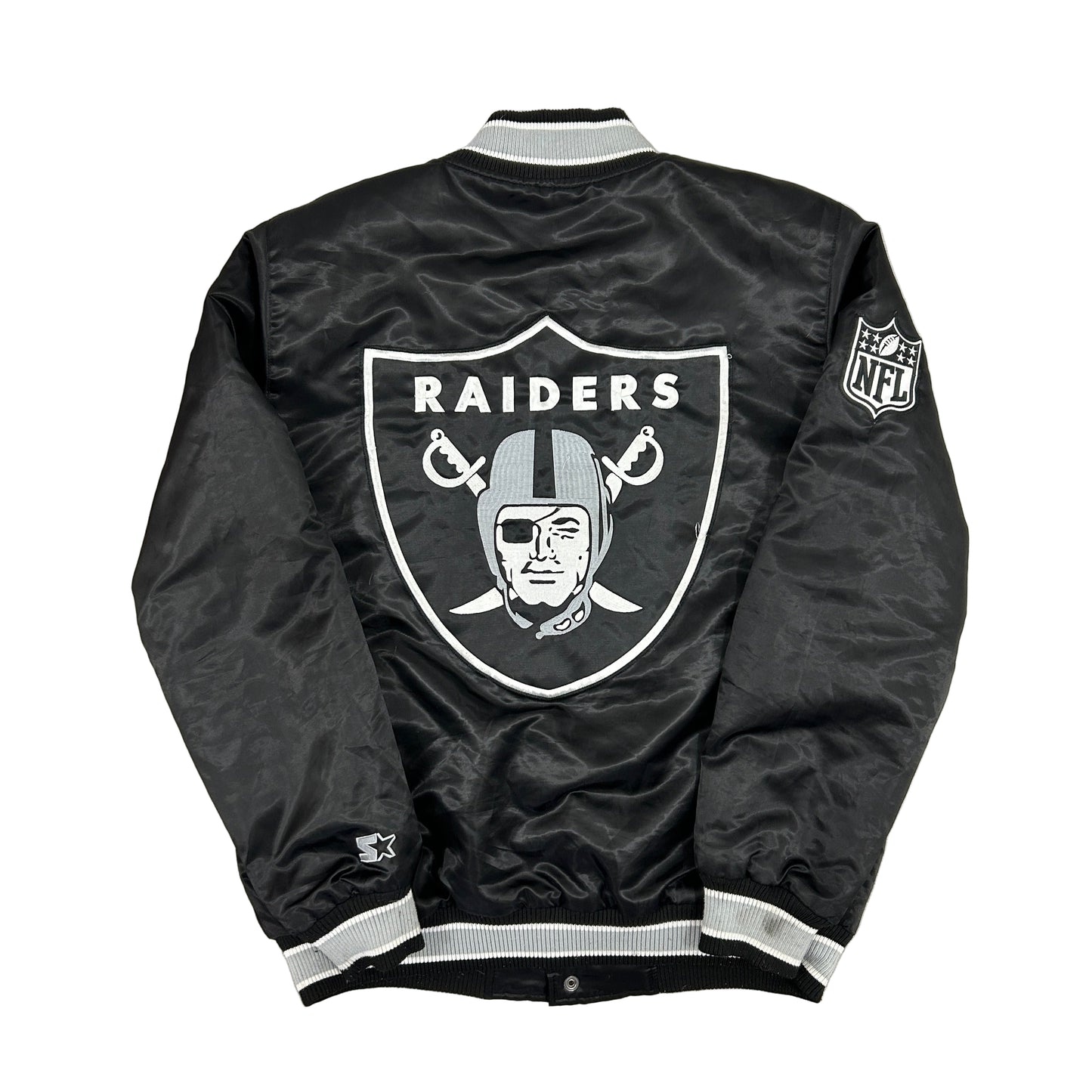 Vintage 90s NFL Starter Raiders Satin Football Jacket