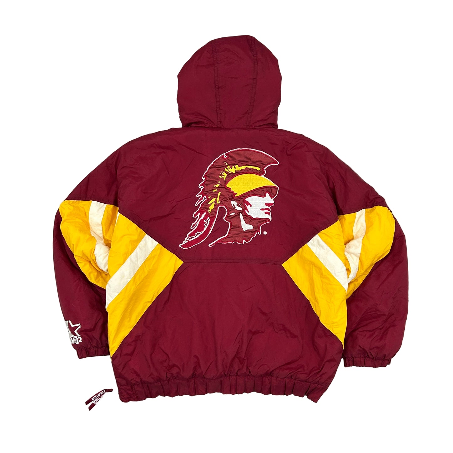 Vintage 90s USC Trojans Football Starter Jacket Pullover Quarter Zip Hooded