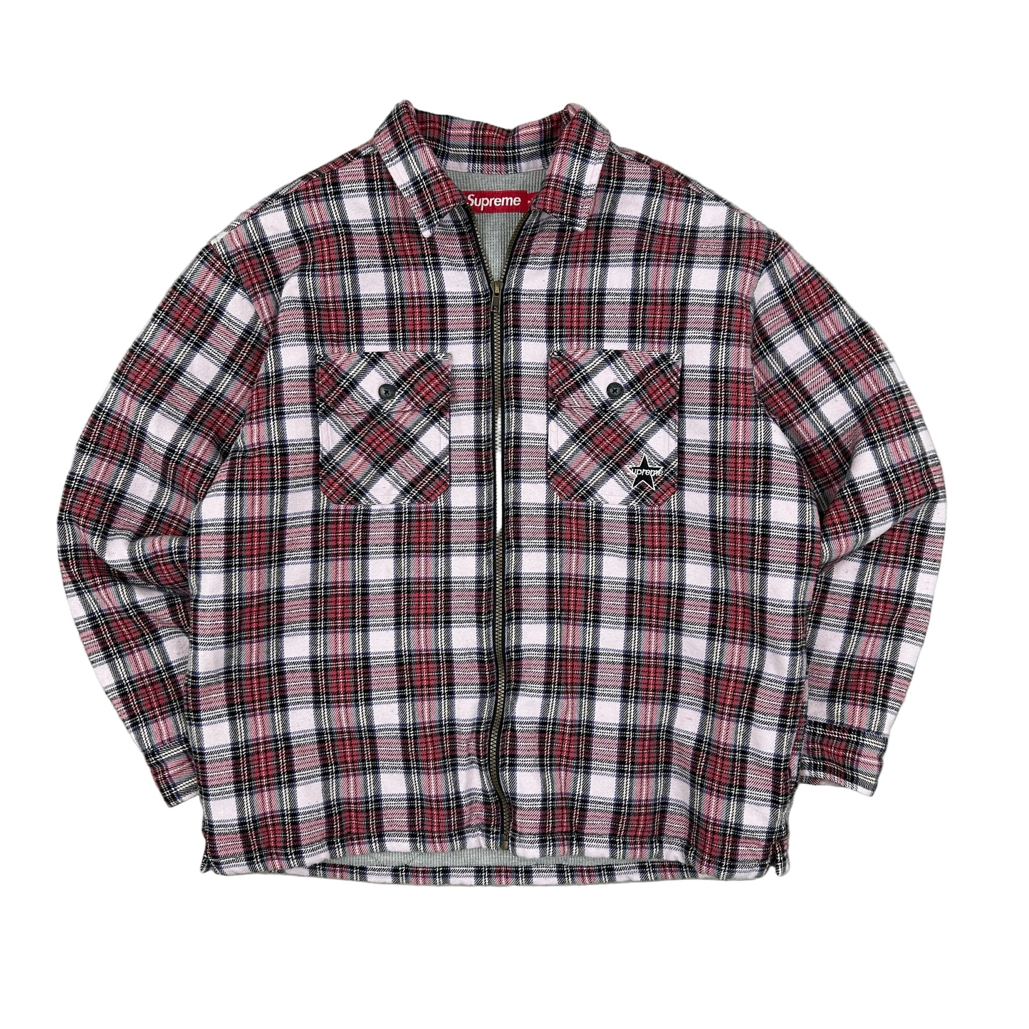 Supreme Thermal Lined Zip Up Flannel Shirt