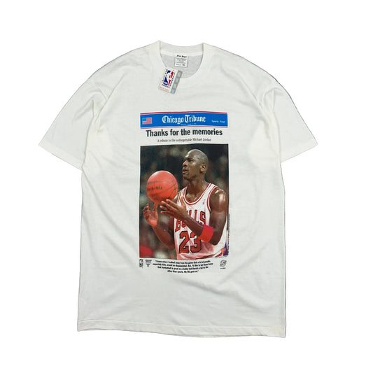 Vtg 1990s Michael Jordan Newspaper Cover Stitch Tee