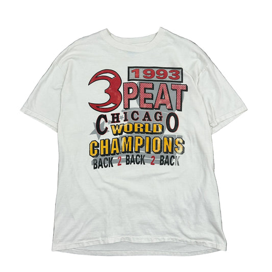 Vtg Chicago Bulls 90s 3 Peat Champs Tee
