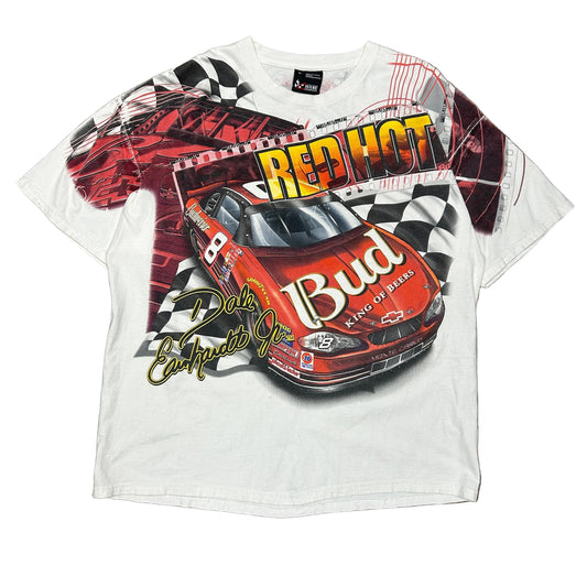 Vtg Dale Earnhardt Jr Red Hot Bud Nascar All Over Print Tee