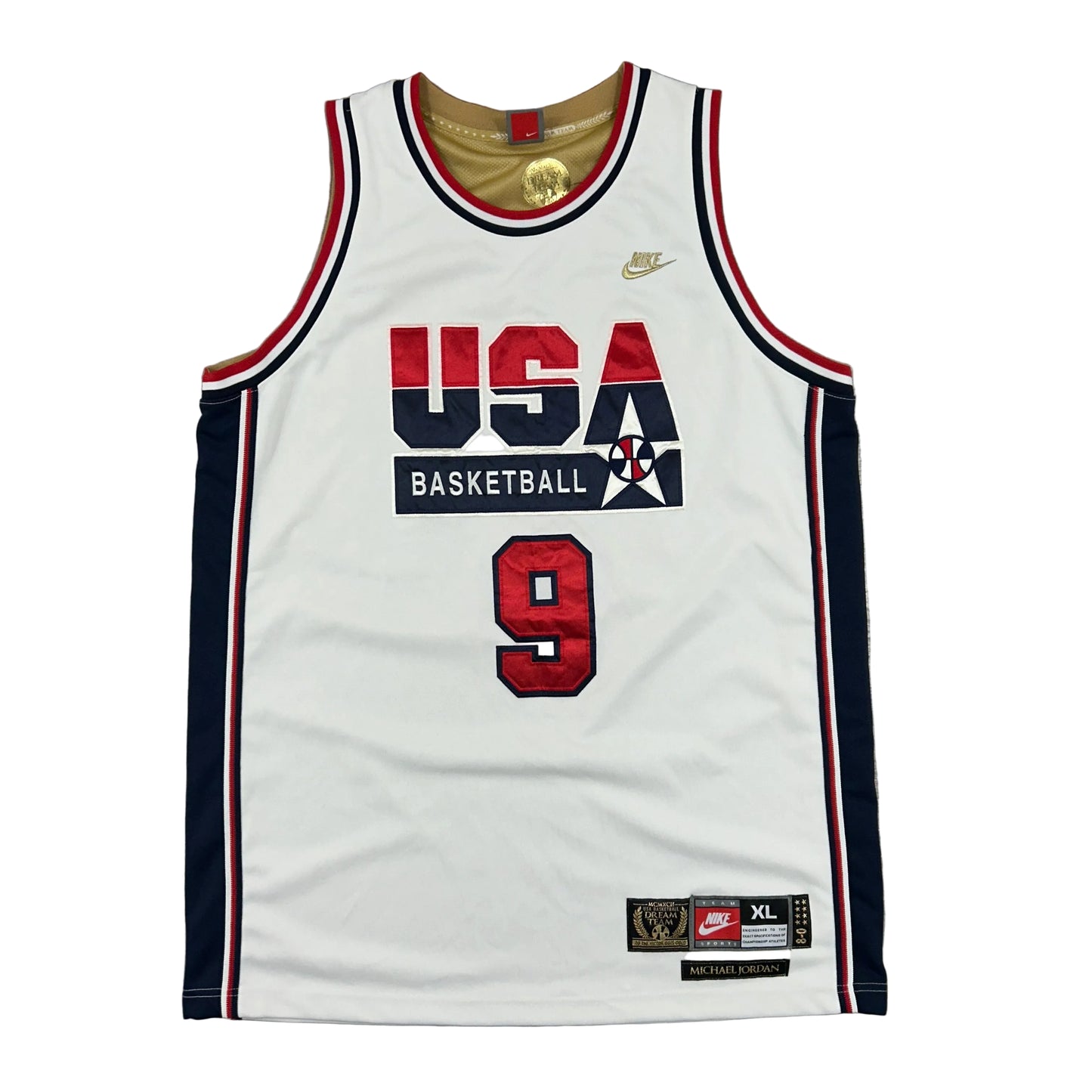 Vtg Nike USA Basketball Michael Jordan Dream Team White Sewn Jersey