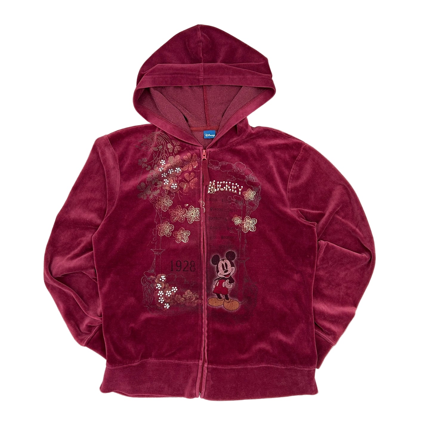 Vintage Disney Mickey Velour Zip Up Sweatshirt Hoodie