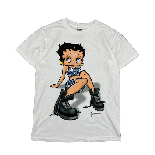VTG Women's 90s White Betty Boop Military Tee