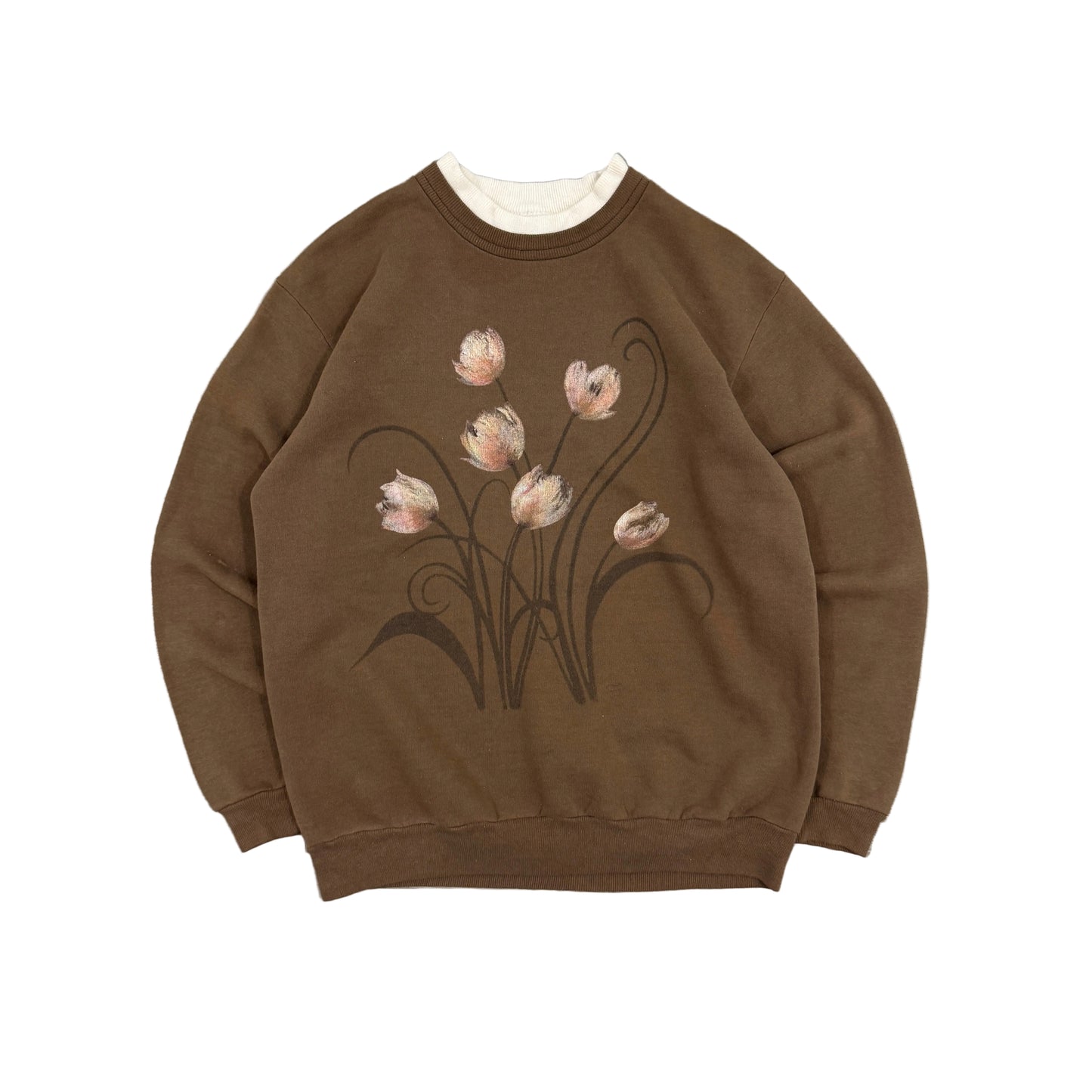 Vtg Brown Flower Sweatshirt