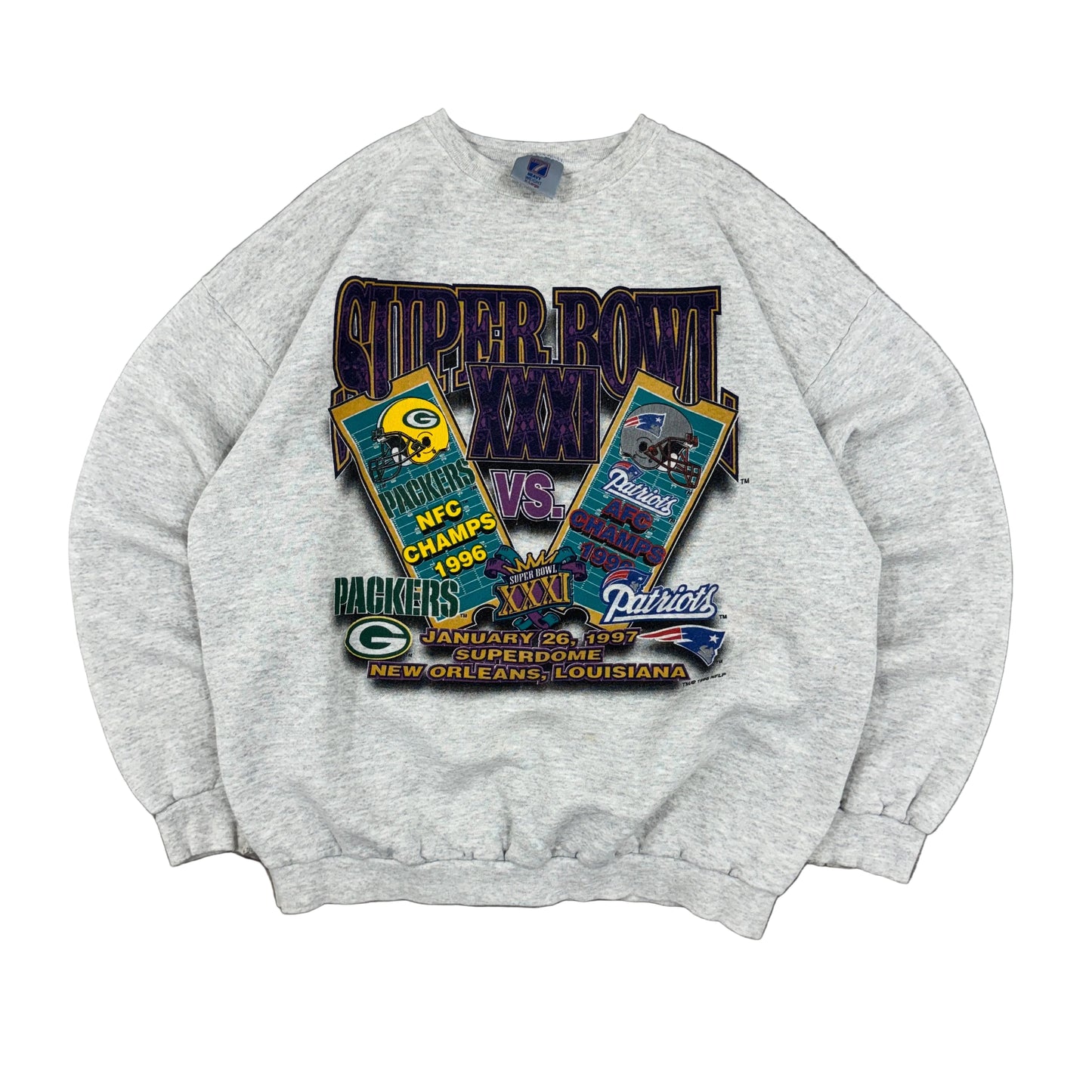 Vtg Super Bowl 31 Packers Vs Patriots Sweatshirt
