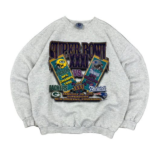 Vtg Super Bowl 31 Packers Vs Patriots Sweatshirt
